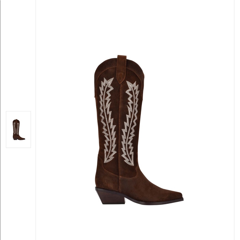 Marc Fisher Brown Suede Western Heeled Boots